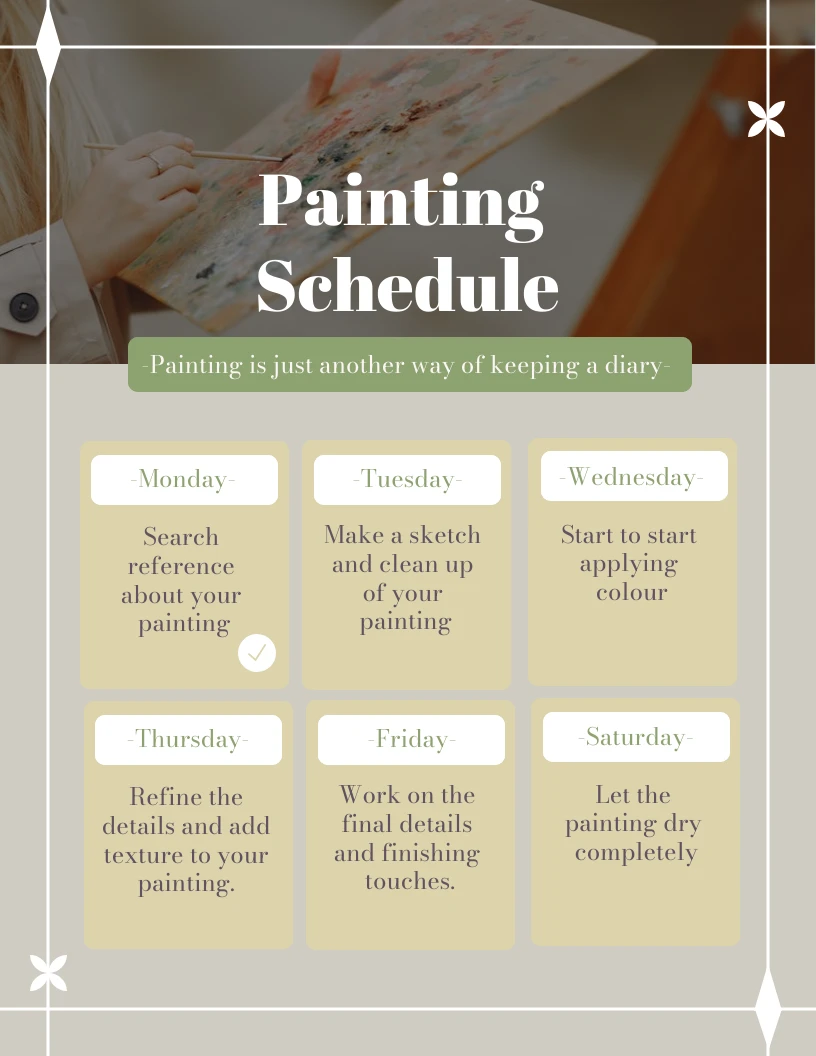 Green Painting Schedule Template Venngage