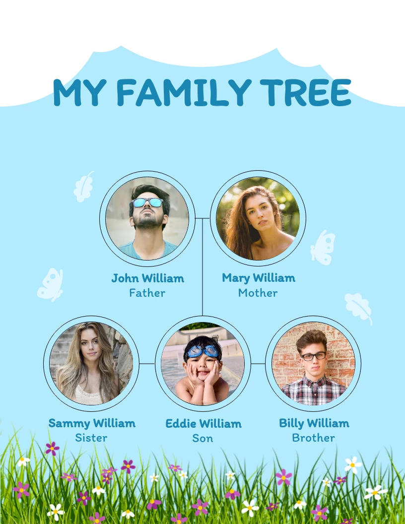 Baby Blue Playful My Family Tree Poster - Venngage