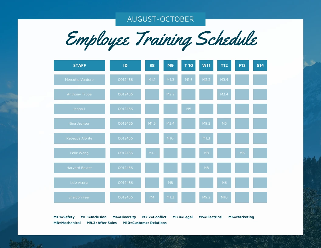 Agent Training Schedule - Oct 2021