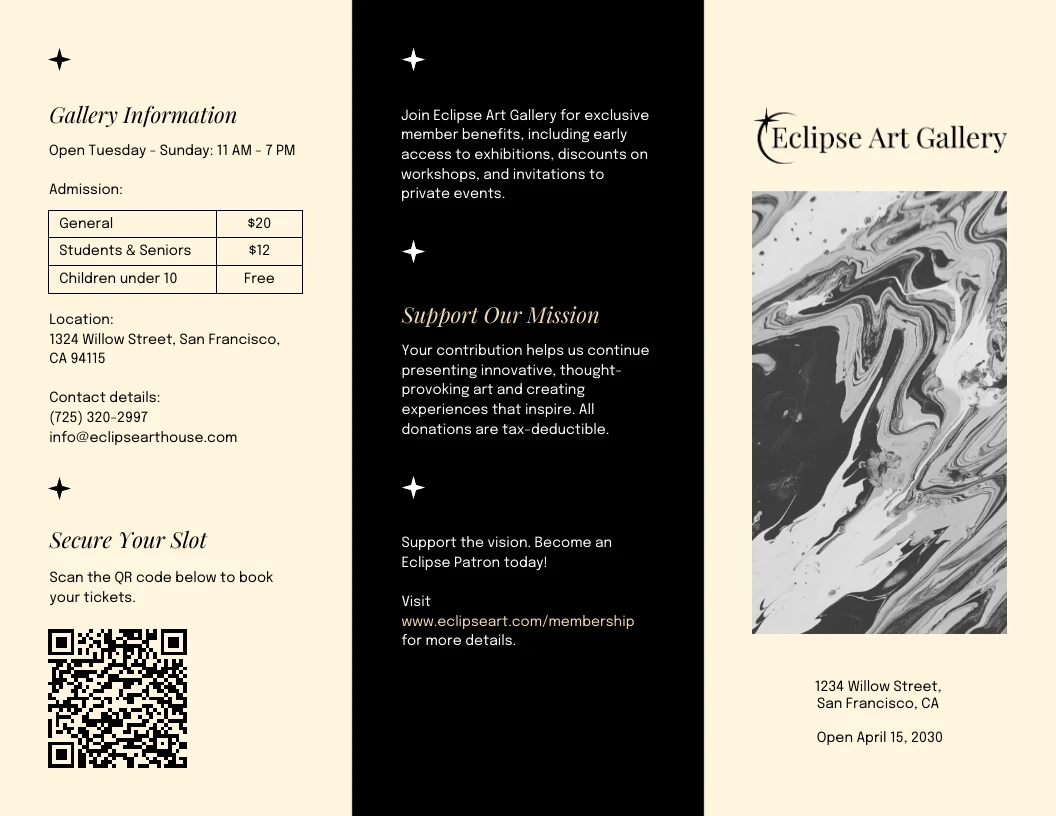 Black Cream Art Brochure Template Venngage