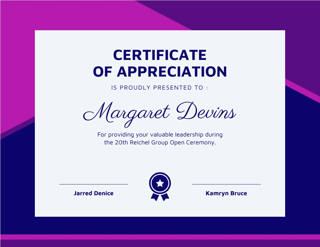 Dark Blue And Pink Modern Geometric Appreciation Certificate - Venngage