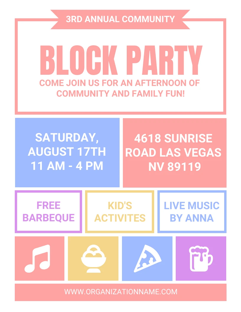 Block Party Flyer Template - Venngage