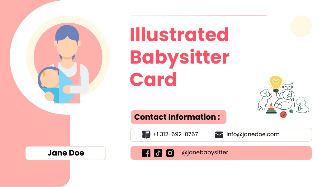 Illustrated Babysitter Card - Venngage