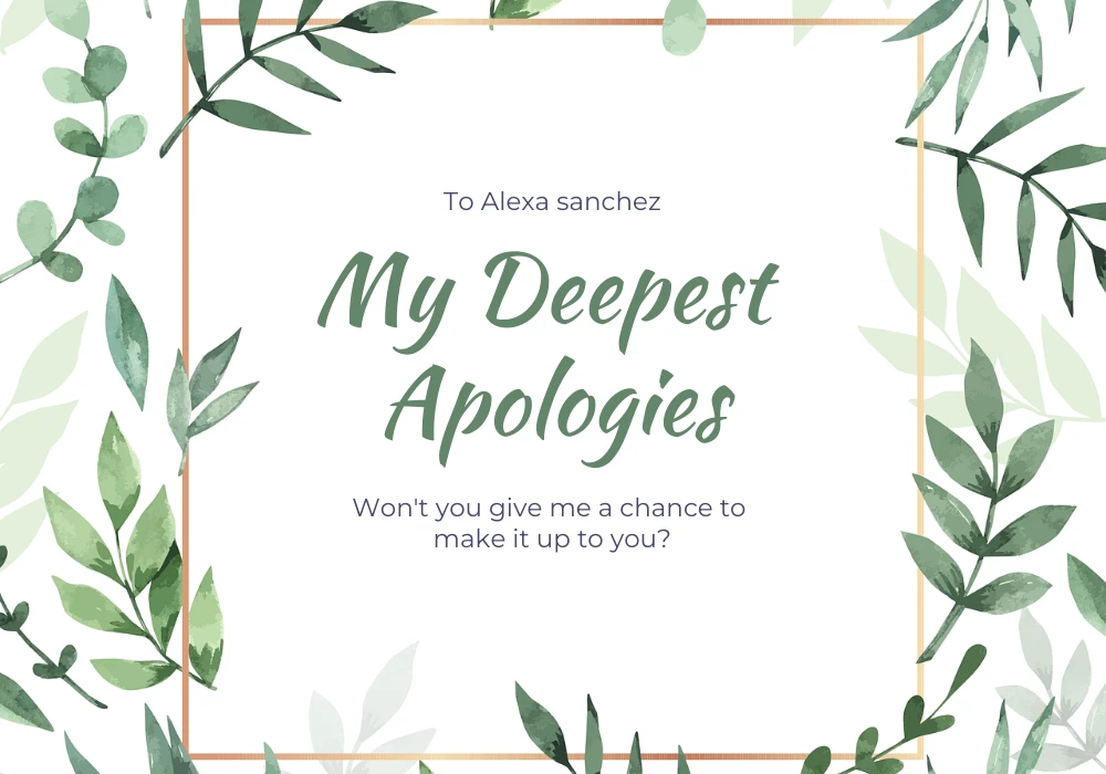 White And Green Watercolor Floral Apology Card - Venngage