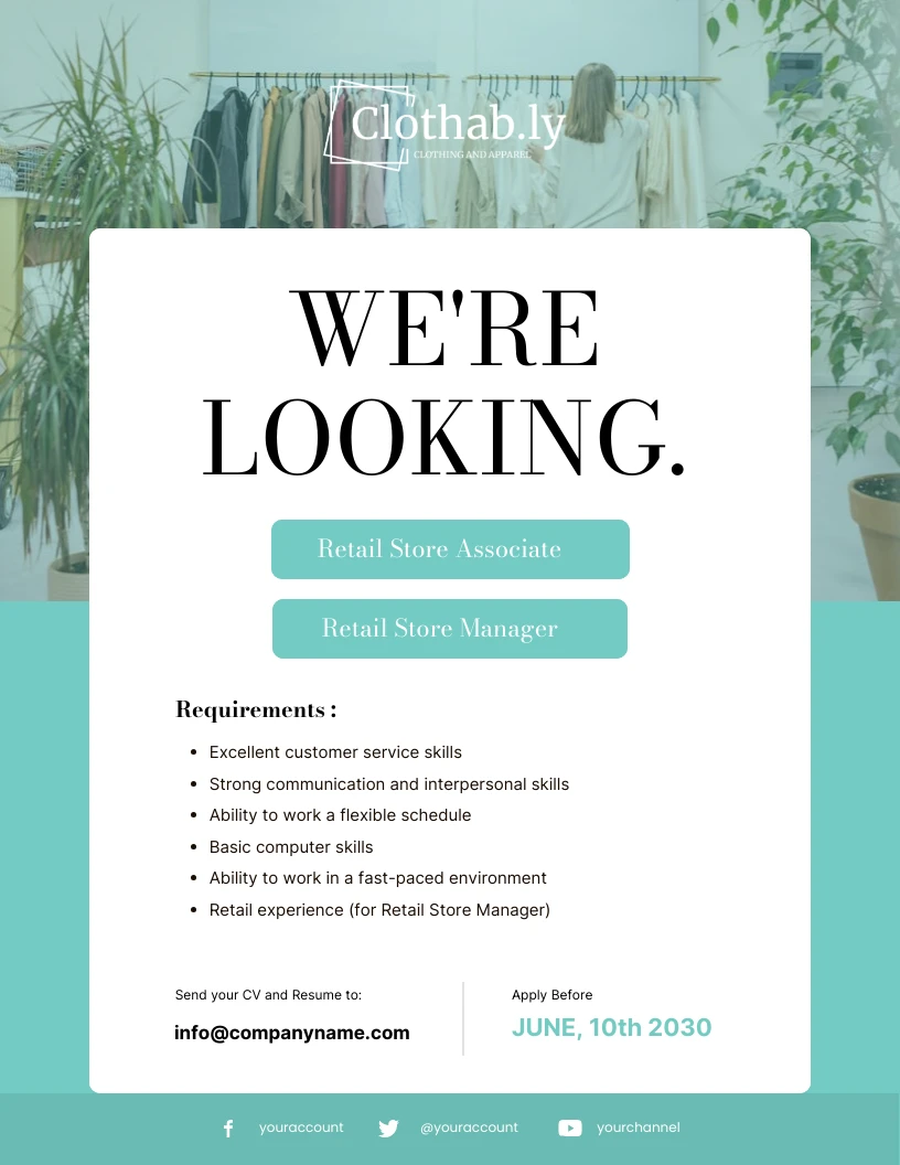 teal-shop-now-hiring-poster-venngage