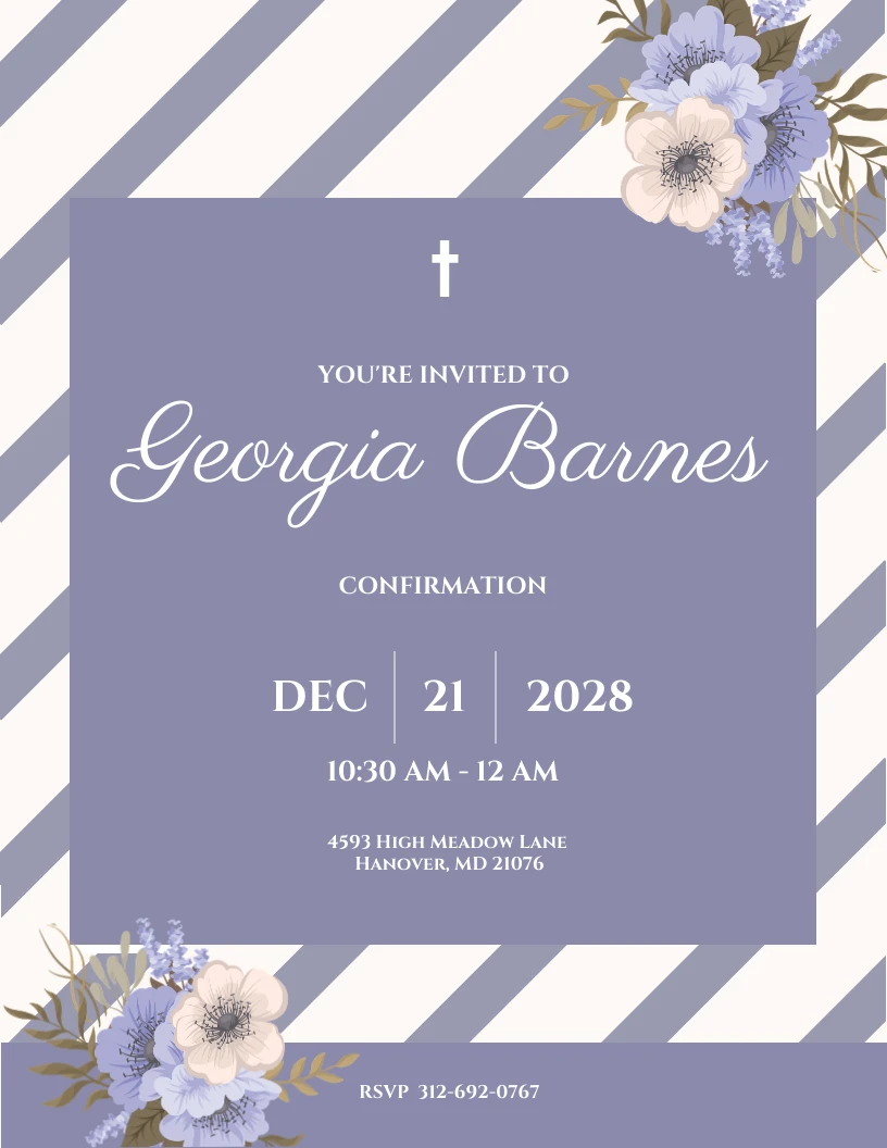 Floral Purple Confirmation Invitation Venngage