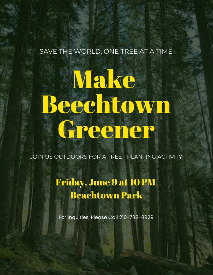 Dark Green and Yellow Environmental Protection Poster Venngage