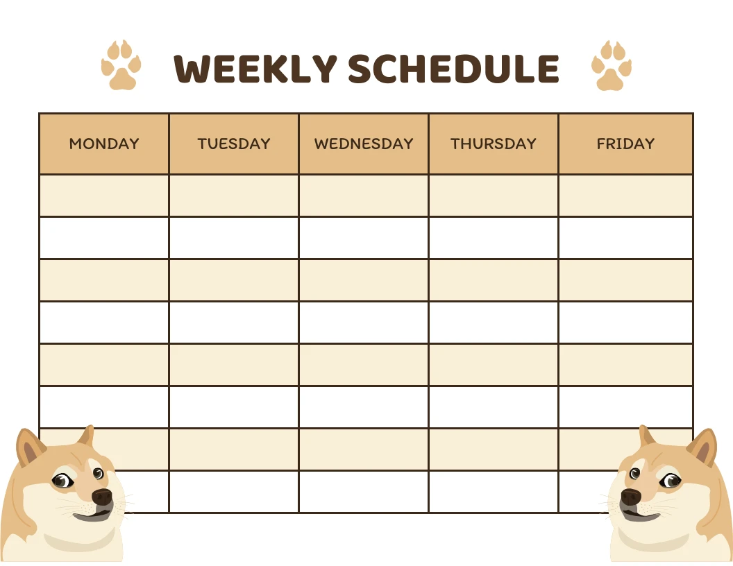 White Simple Weekly Dog Schedule Template Venngage