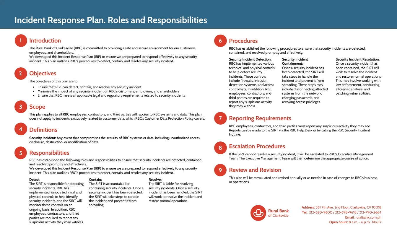 Cyber Incident Response Plan Example