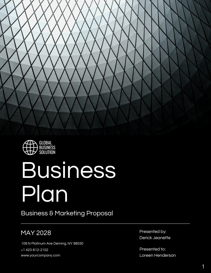 business plan cover page design