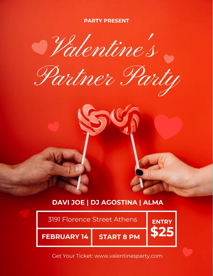 Red Valentine's Party Flyer - Venngage