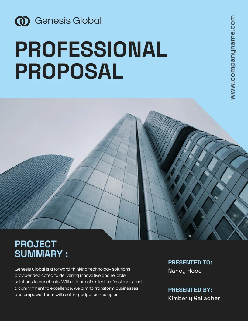 Blue White & Black Company Professional Proposal Template - Venngage