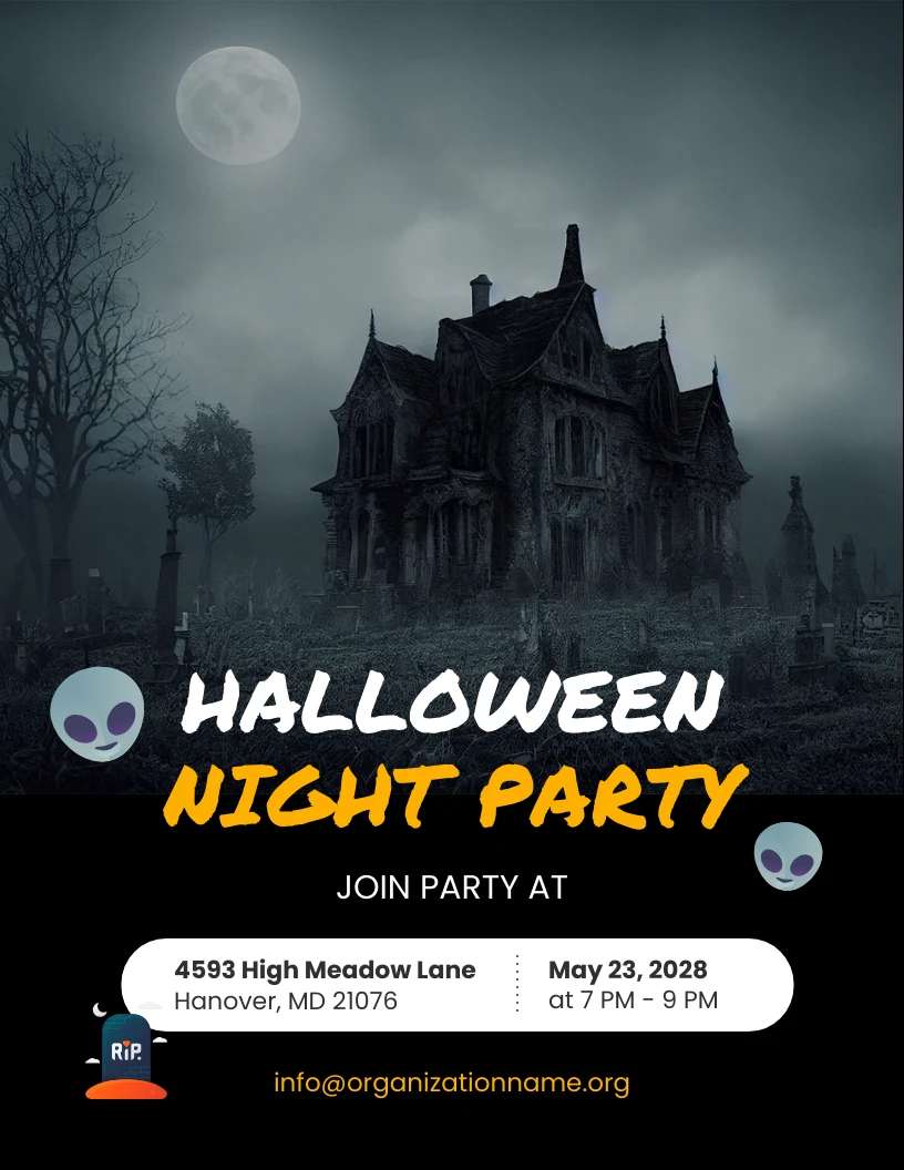 Dark Grey Halloween Night Party Invitation Venngage