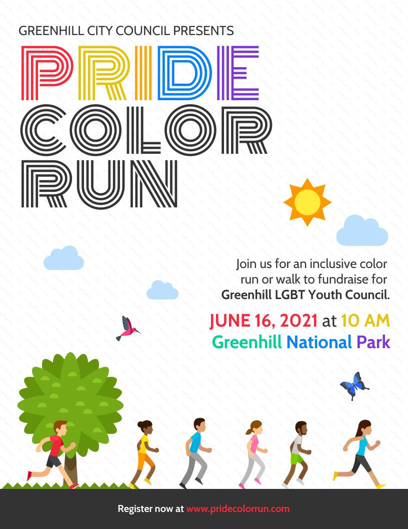 Pride Color Run Event Flyer Template - Venngage