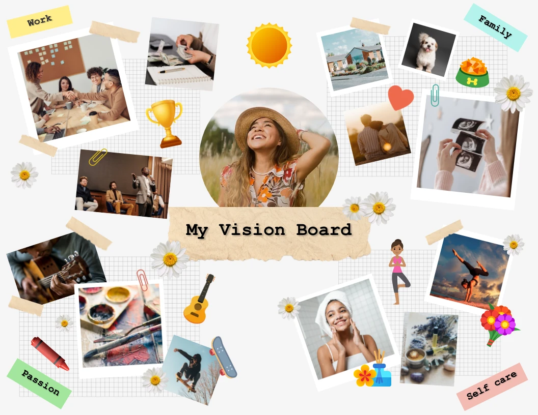 Vision Board Template, Editable PPT Template