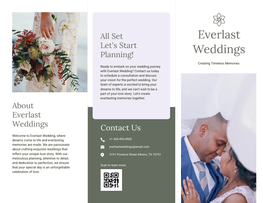 Pastel Green Weddings Tri Fold Brochure Template Venngage