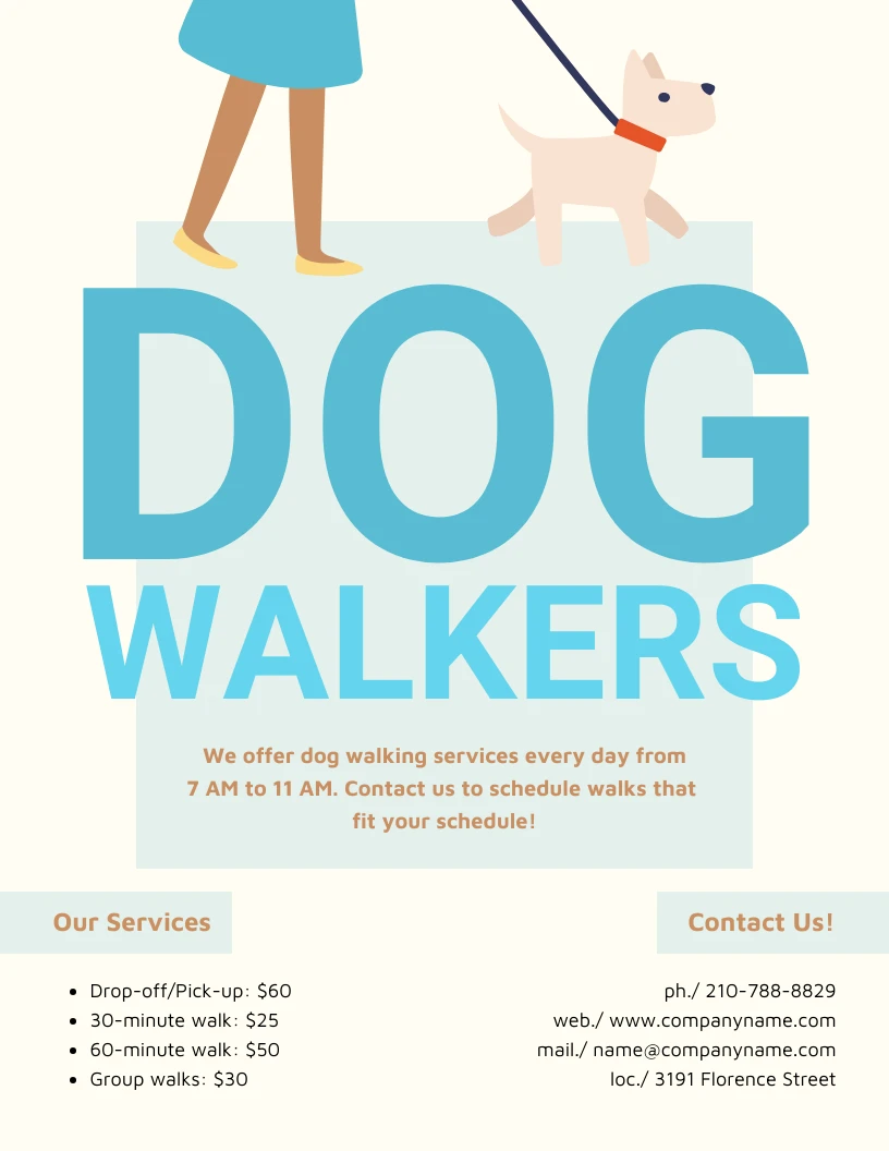 Dog Sitter Flyer, Dog Walker Flyer, Custom Flyer, Pet Walker Flyer,  Editable Flyer, DIY Template, Business Marketing, Dog Sitter, Dog Walker 
