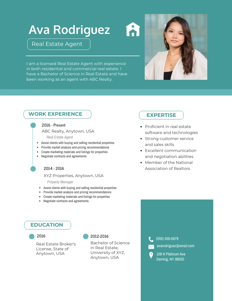 Beige And Brown Professional Real Estate Resume - Venngage