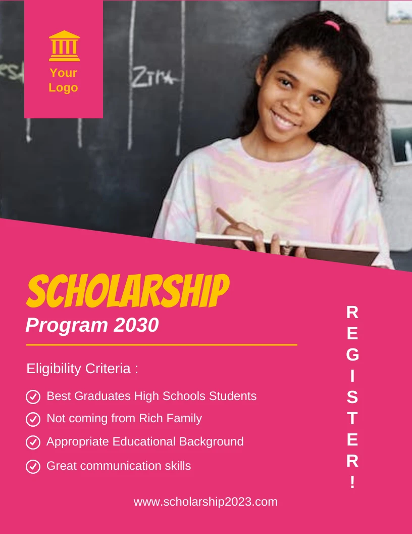 Cerise Red Scholarship Program Flyer Template - Venngage