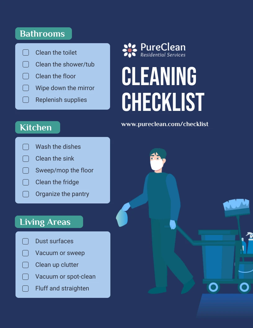Modern Illustration Cleaning Checklist Template - Venngage