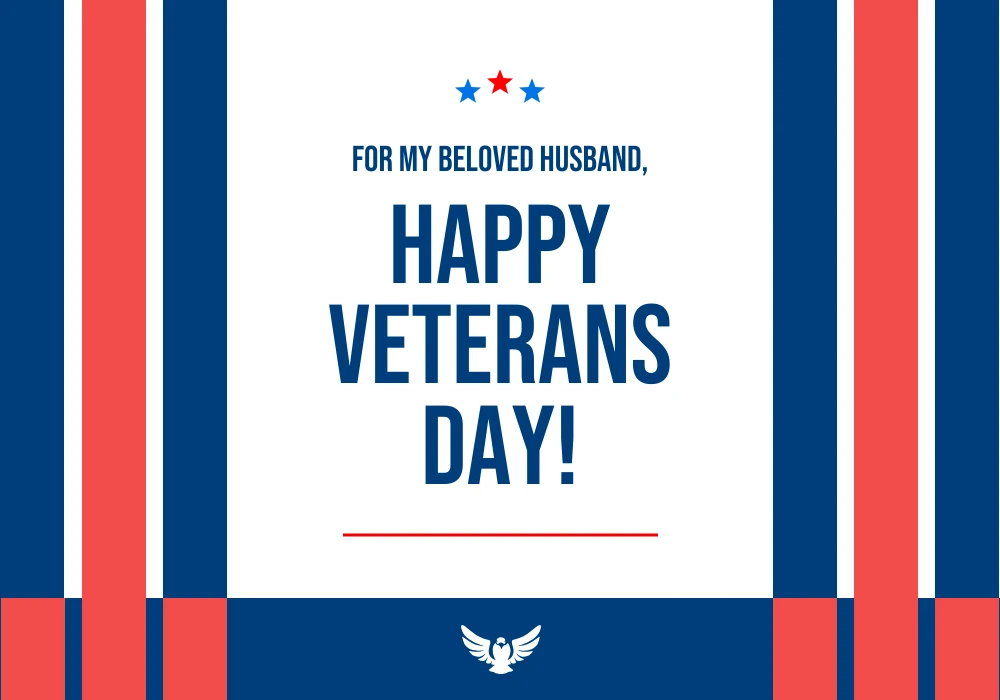 Blue And Red Minimalist Happy Veterans Day Card - Venngage