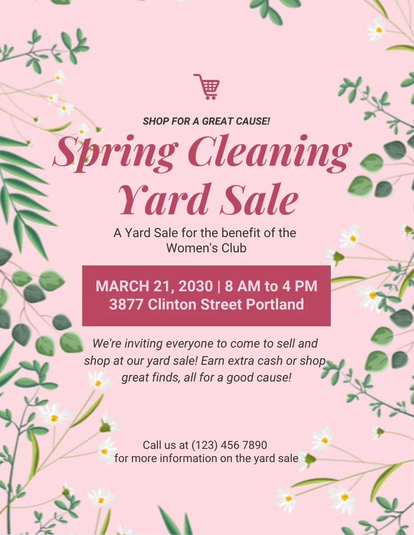 Baby Pink Aesthetic Yard Cleaning Flyer Template - Venngage