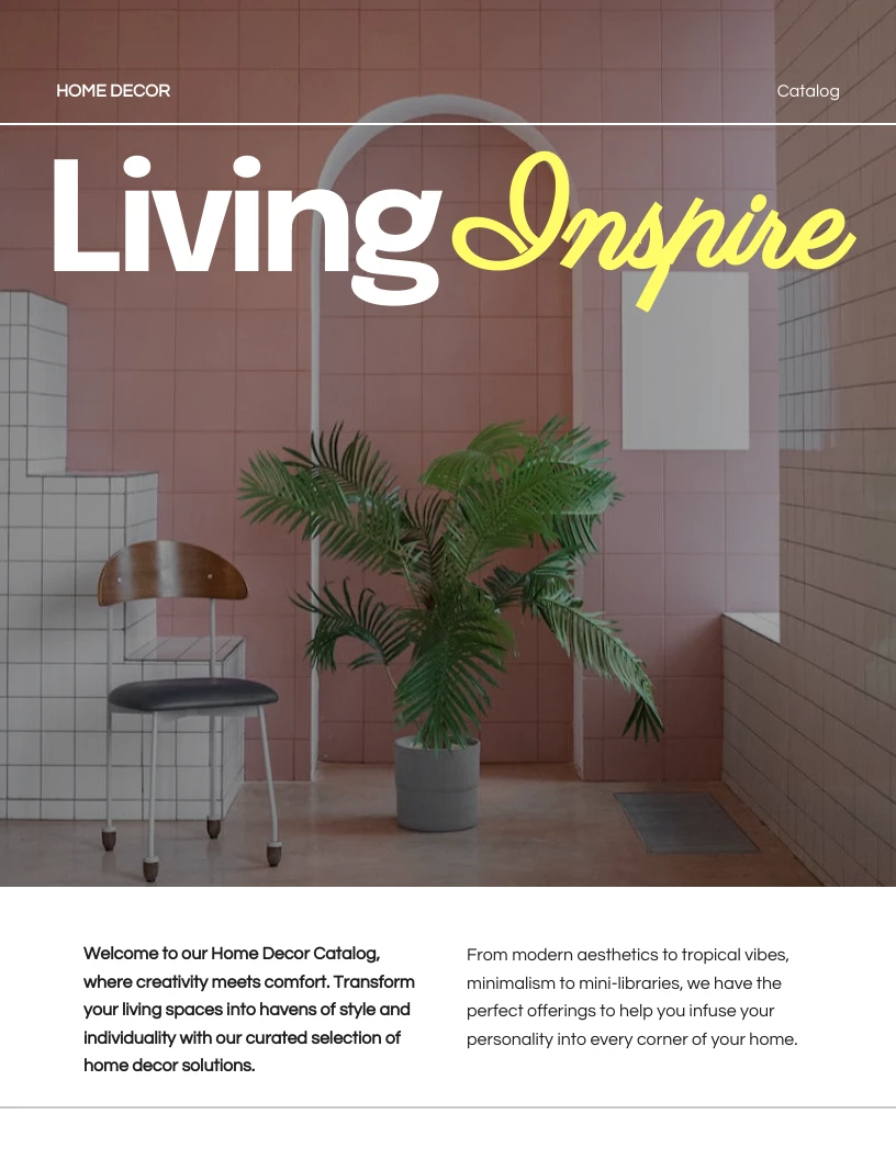 Soft Pink Modern Home Decor Catalog - Venngage