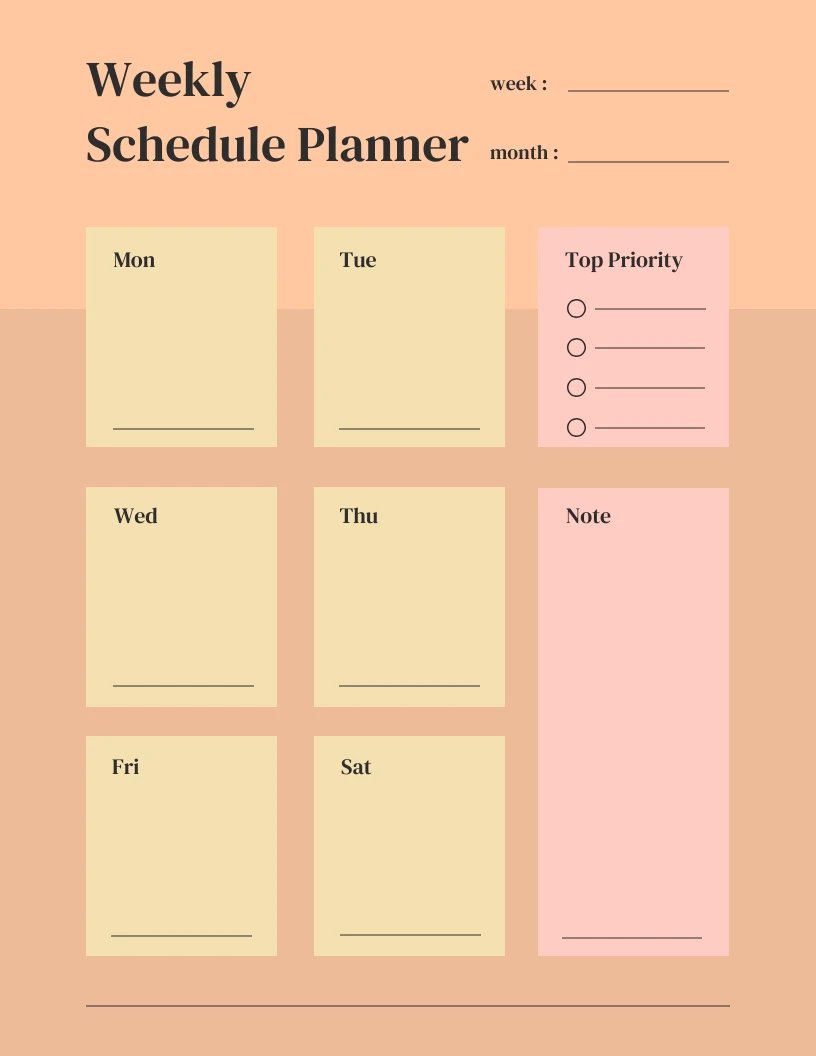 Weekly Schedule Planner Template - Venngage