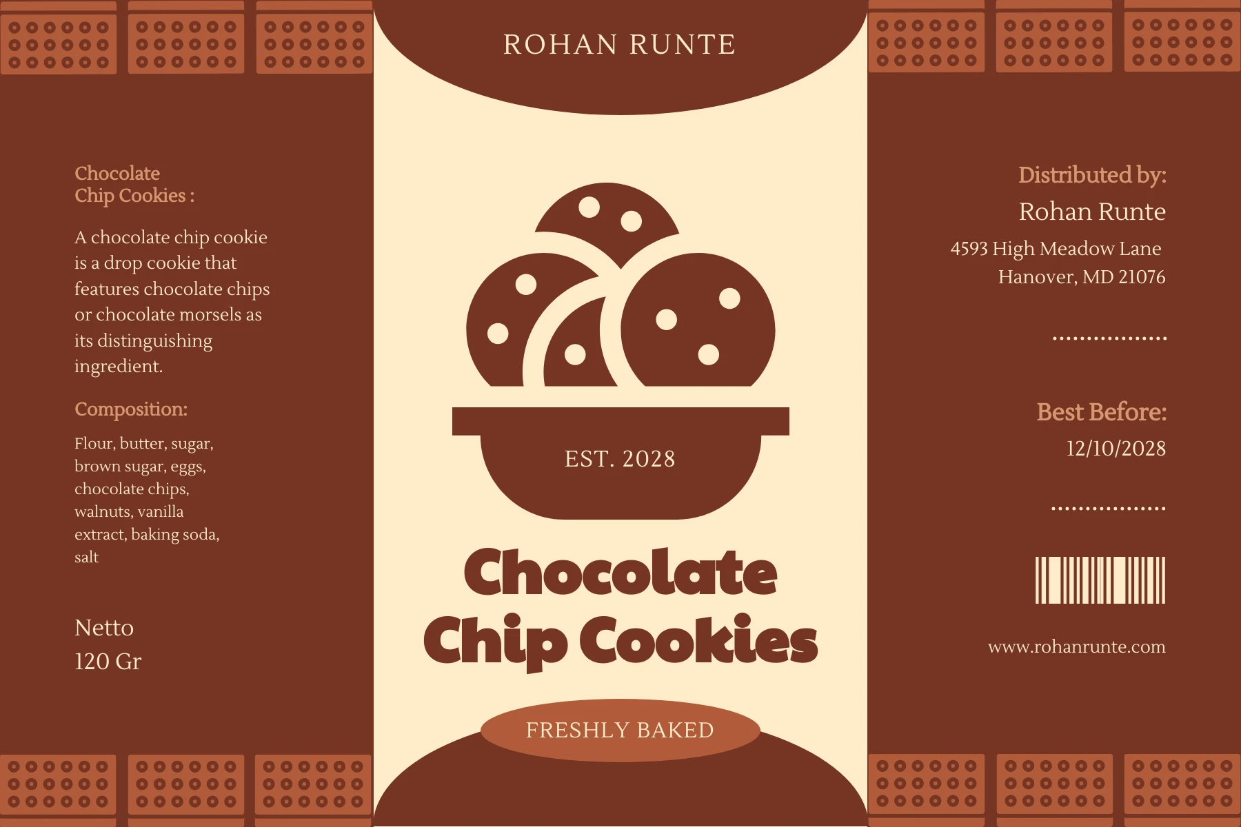 Brown Classic Cookies Jar Label - Venngage