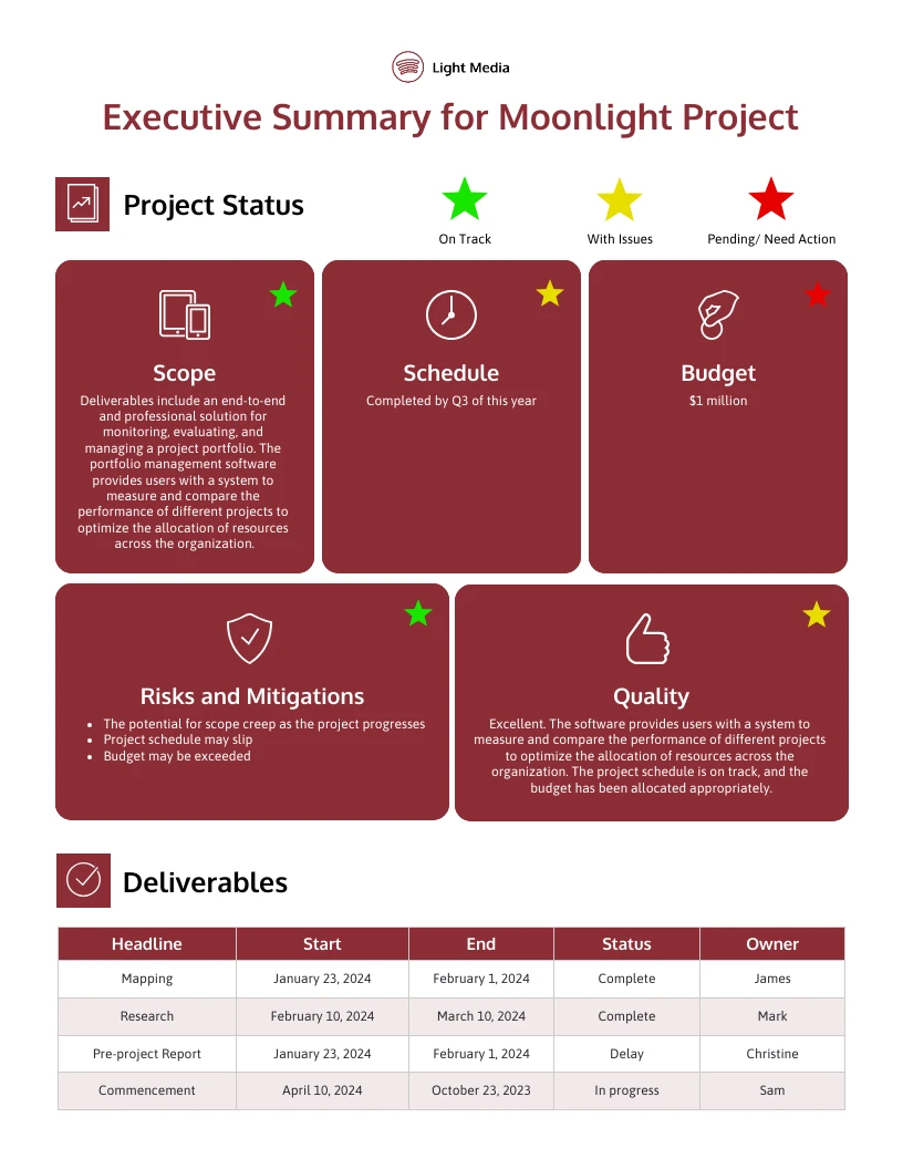 Project Executive Summary Example Template Venngage