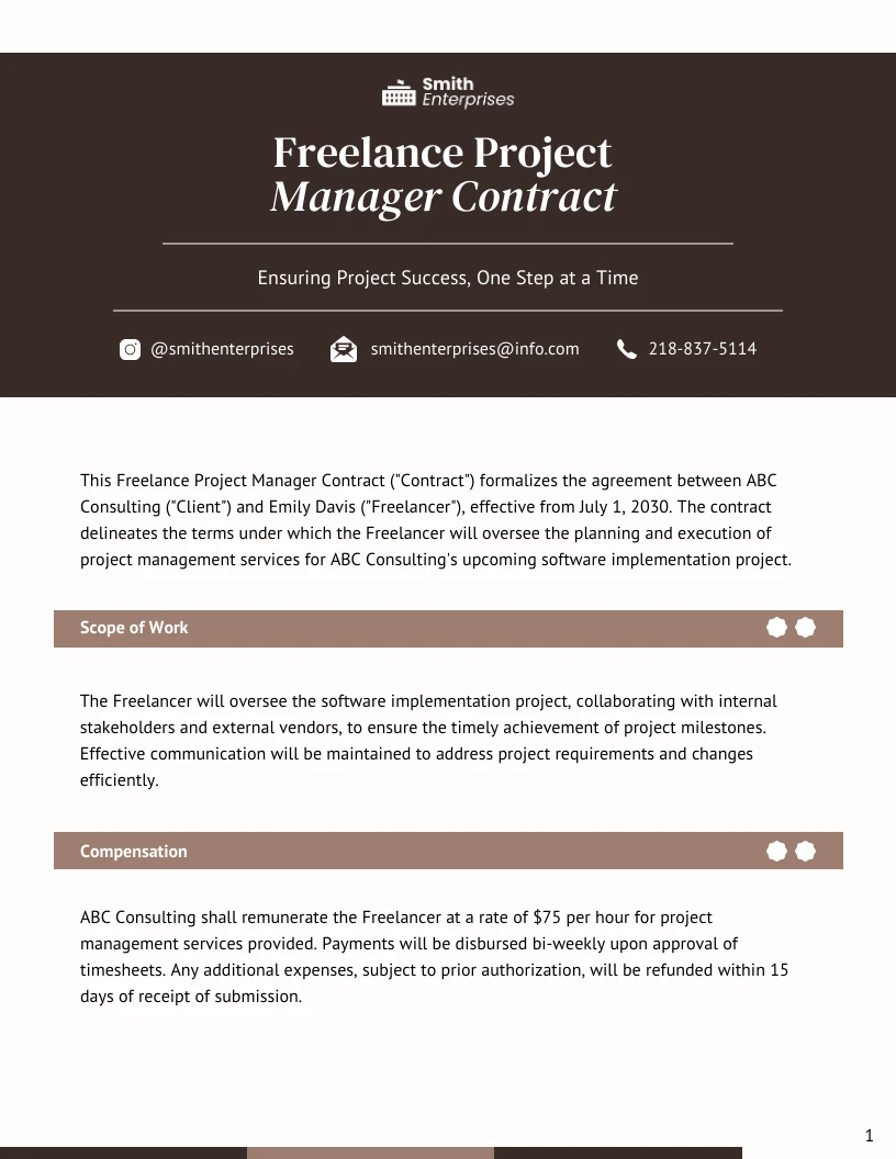 Freelance Project Manager Contract Template Venngage