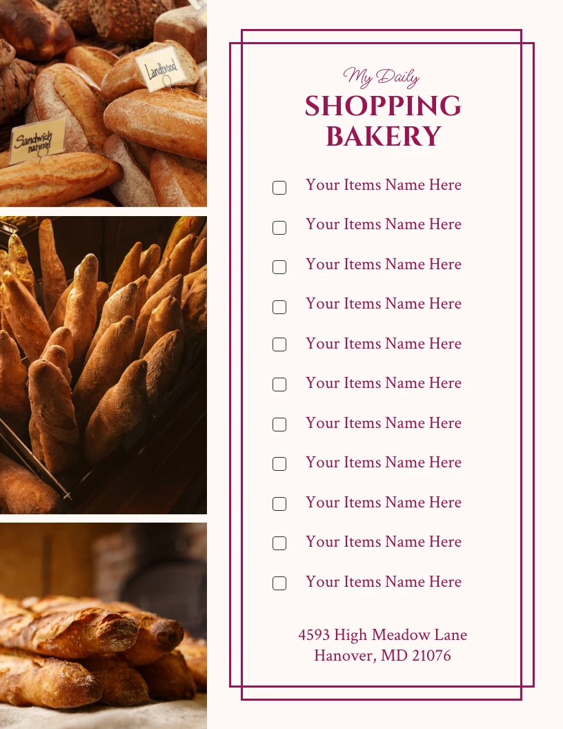 Light Grey And Dark Pink Classic Shopping Bakery Checklist Venngage