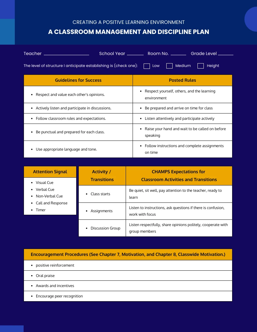 Classroom Management And Discipline Plan Template - Venngage