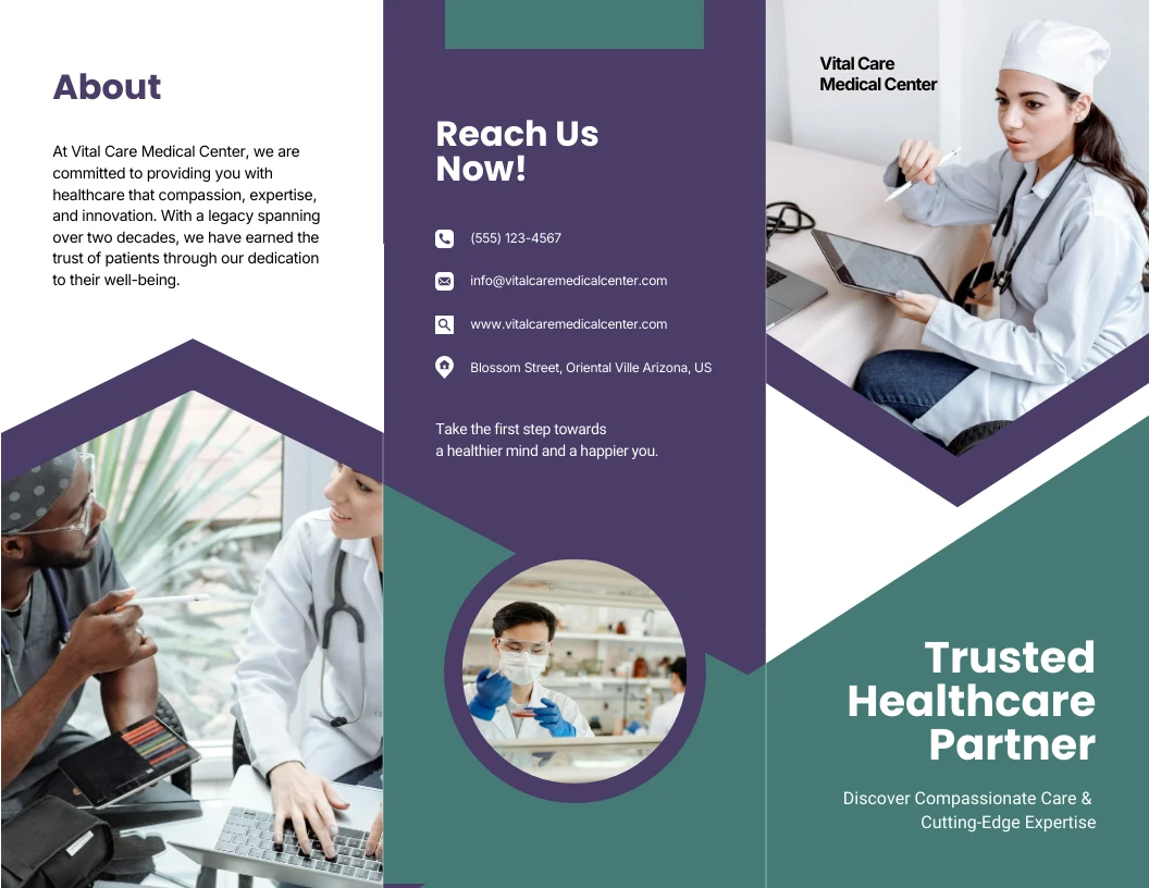 Purple Green Medical Tri-fold Brochure Template - Venngage