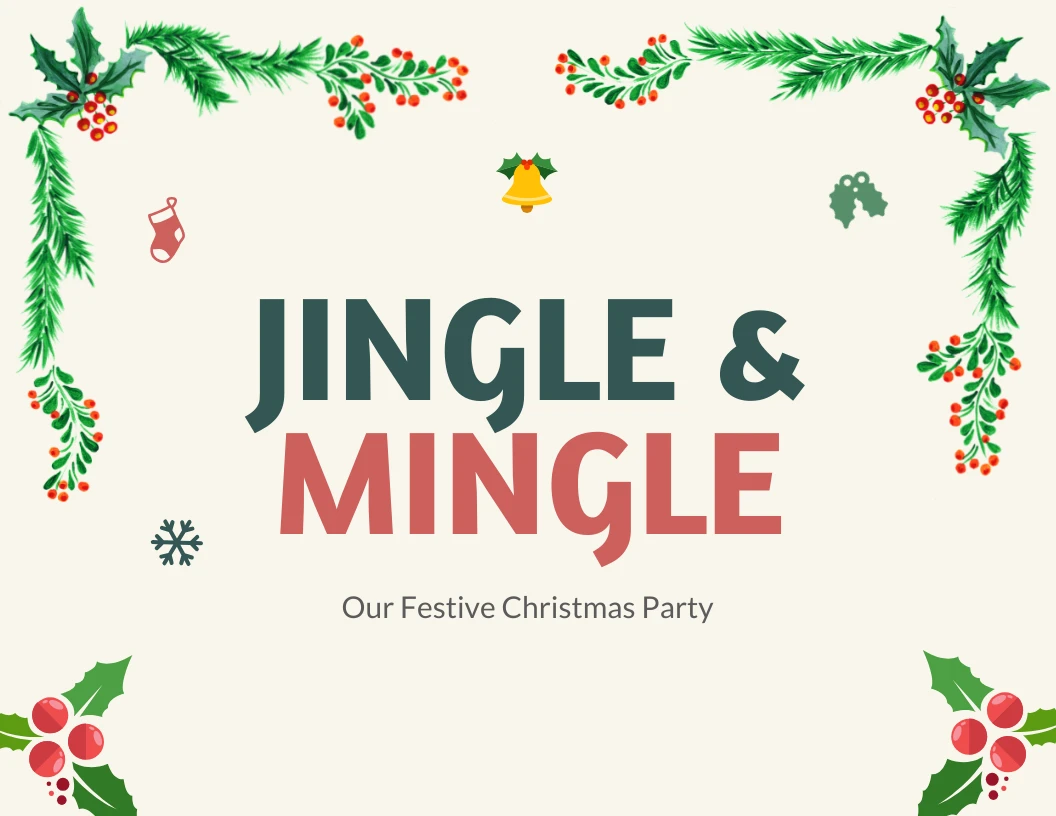 Cream, Green and Red Jingle & Mingle Christmas Presentation - Venngage