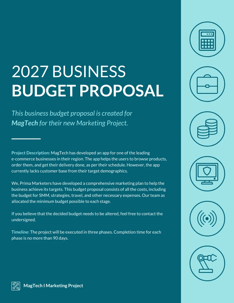 Blue Marketing Budget Proposal Template - Venngage