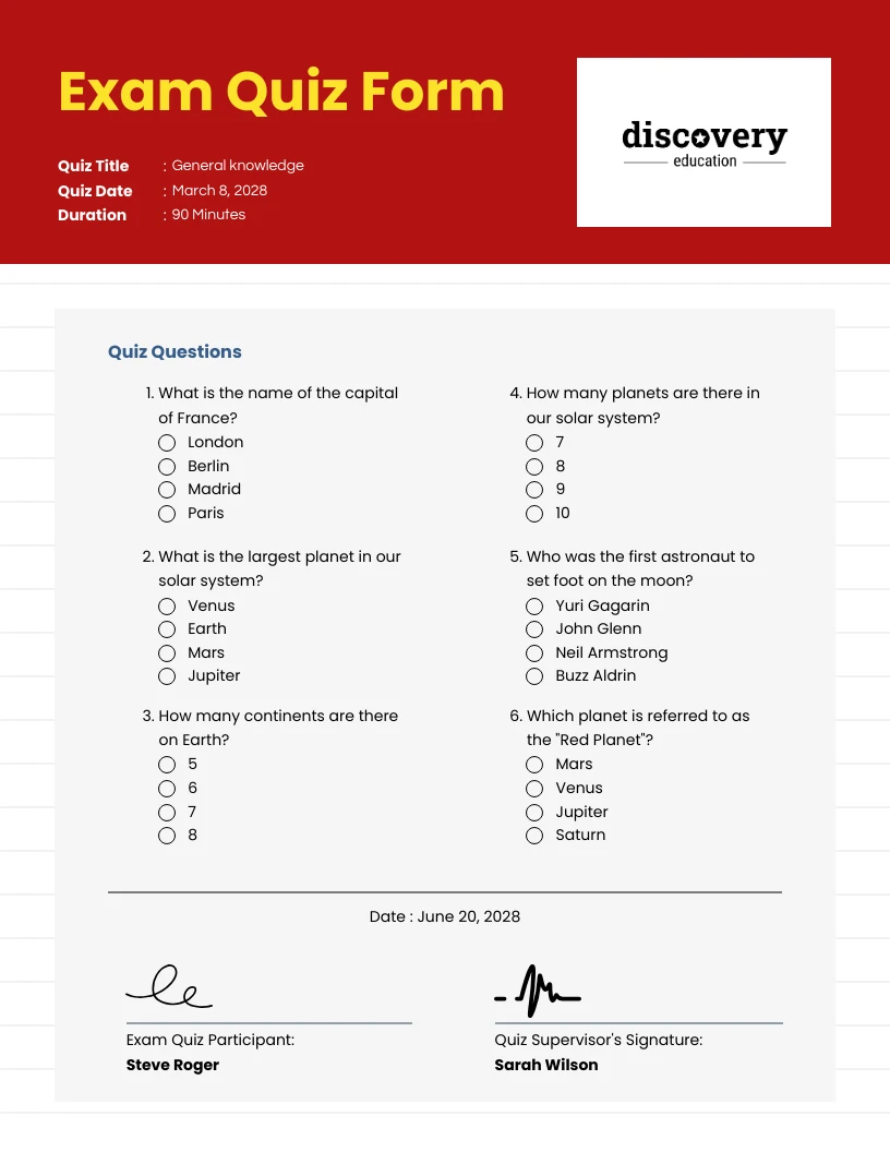 Roof Terracotta Exam Quiz Form Template - Venngage