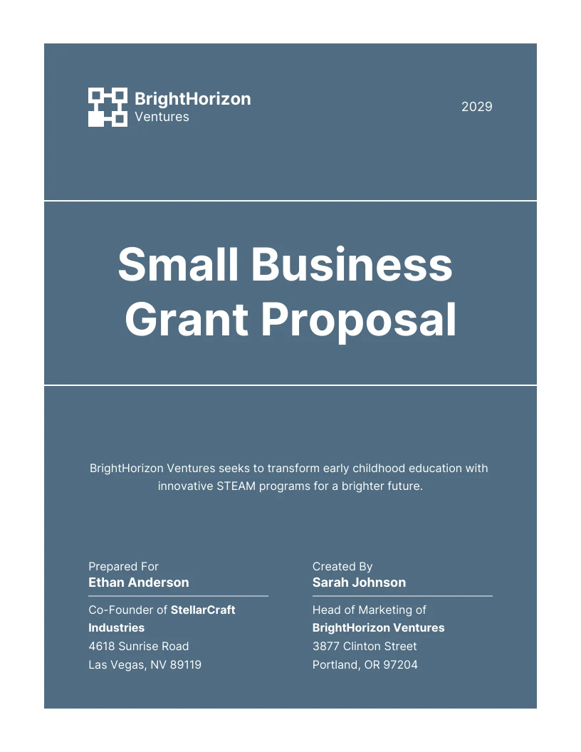 Minimalist Small Business Grant Proposal Template - Venngage