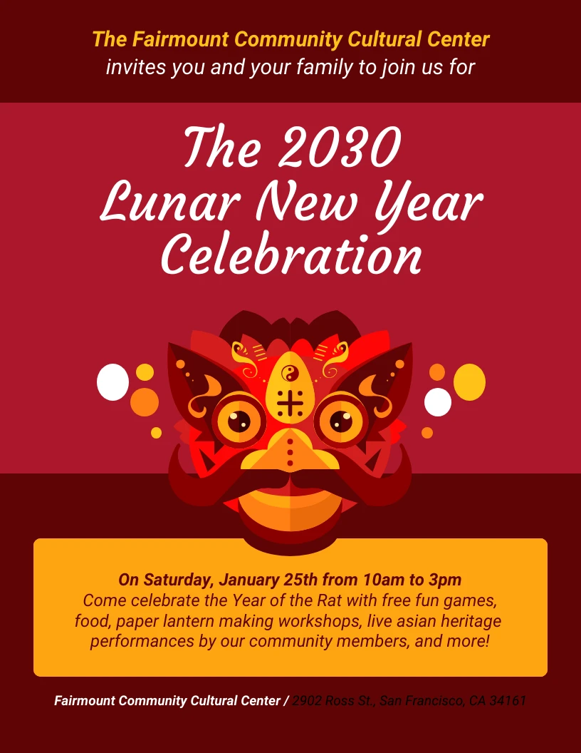 Lunar New Year Celebration Event Flyer Template Venngage