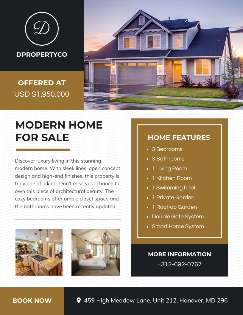 Free Modern Home for Sale Real Estate Flyer Template - Venngage