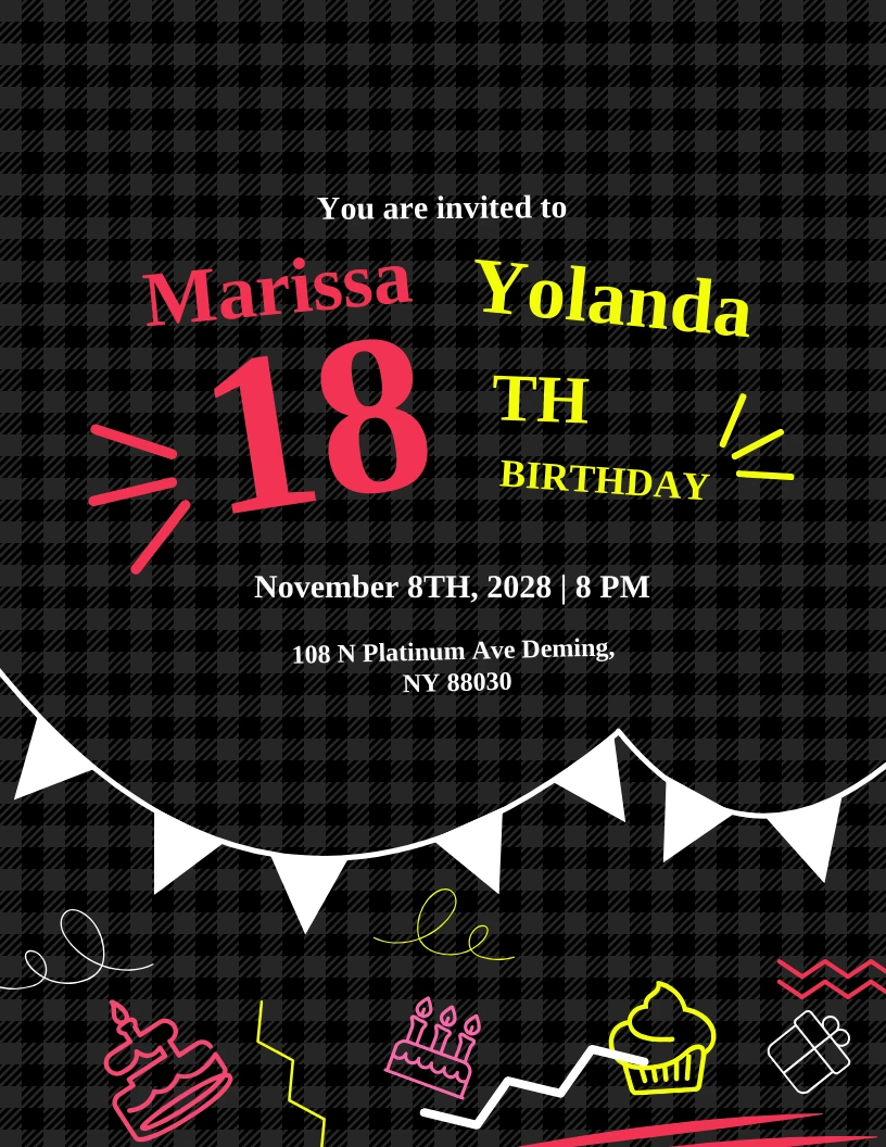 Dark Neon Simple Th Birthday Invitations Venngage