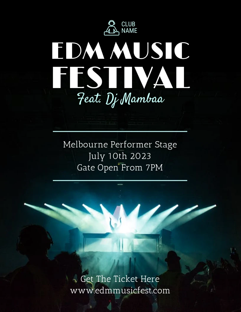 Modern EDM Music Festival Flyer Template - Venngage