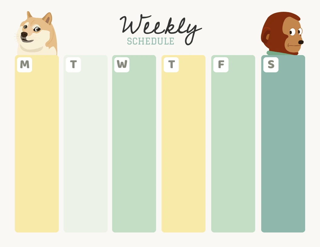 Yellow Simple Weekly Anime Schedule Template - Venngage