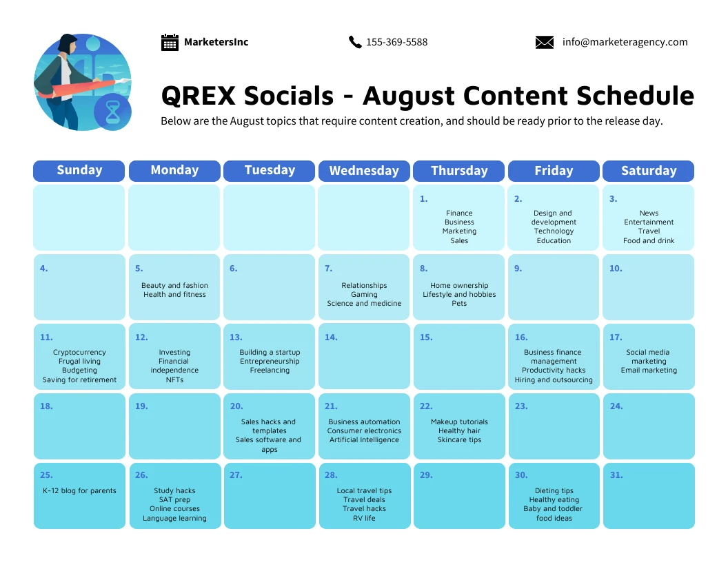 Content schedule template venngage