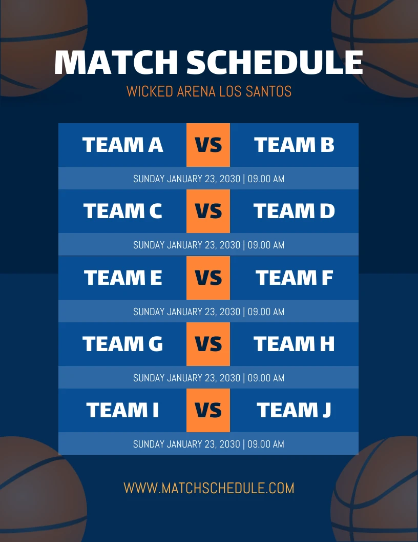 Navy Simple Match Schedule Template Venngage