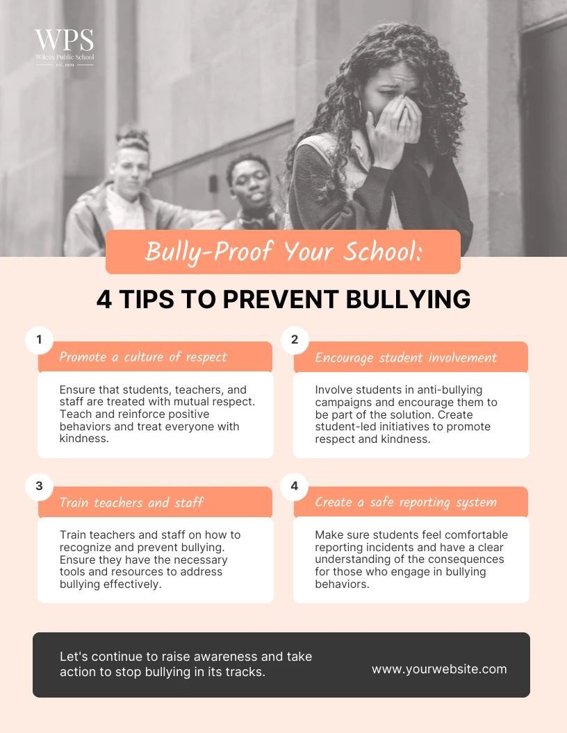 Light Orange Stop Bullying Poster - Venngage