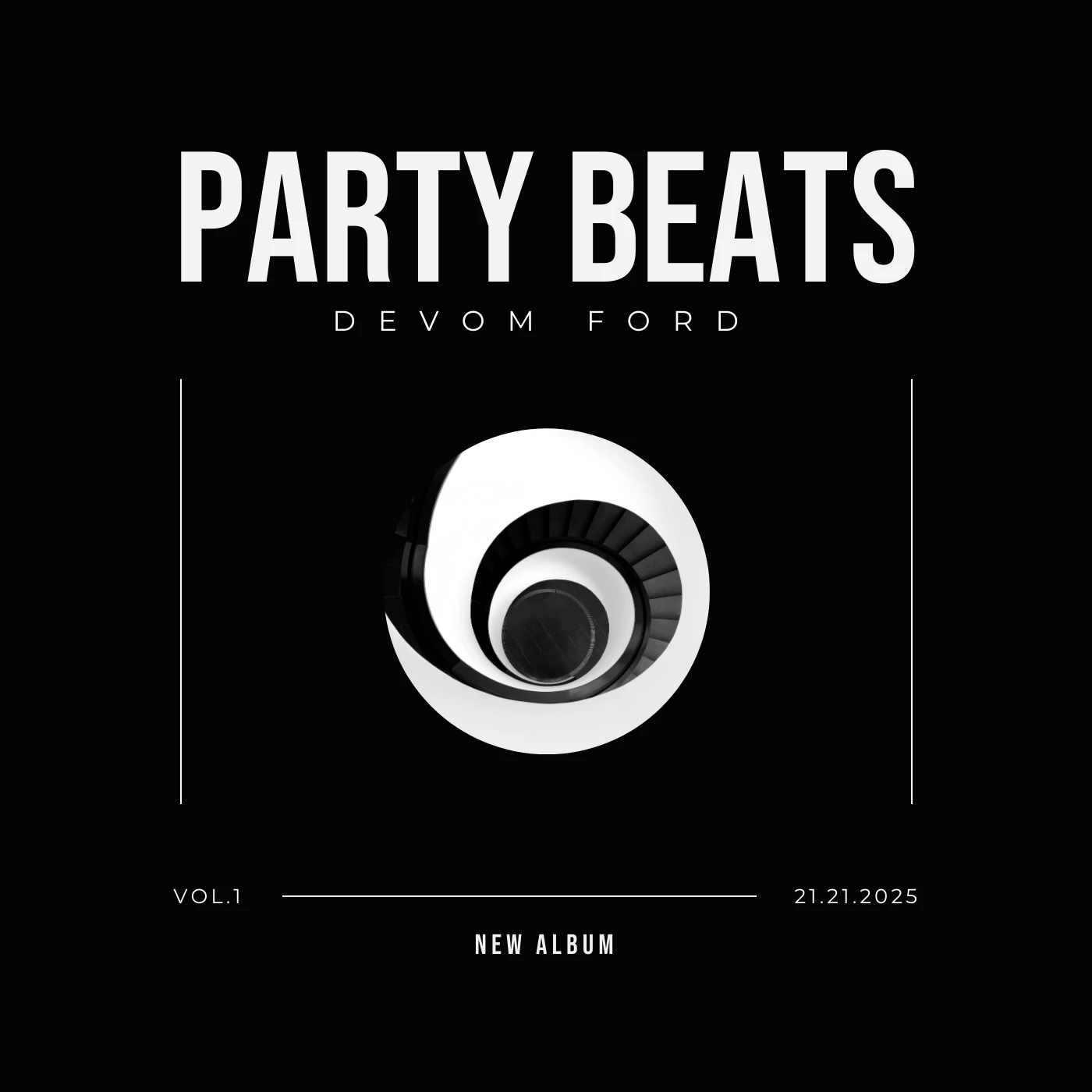 Black and white simple party album cover venngage