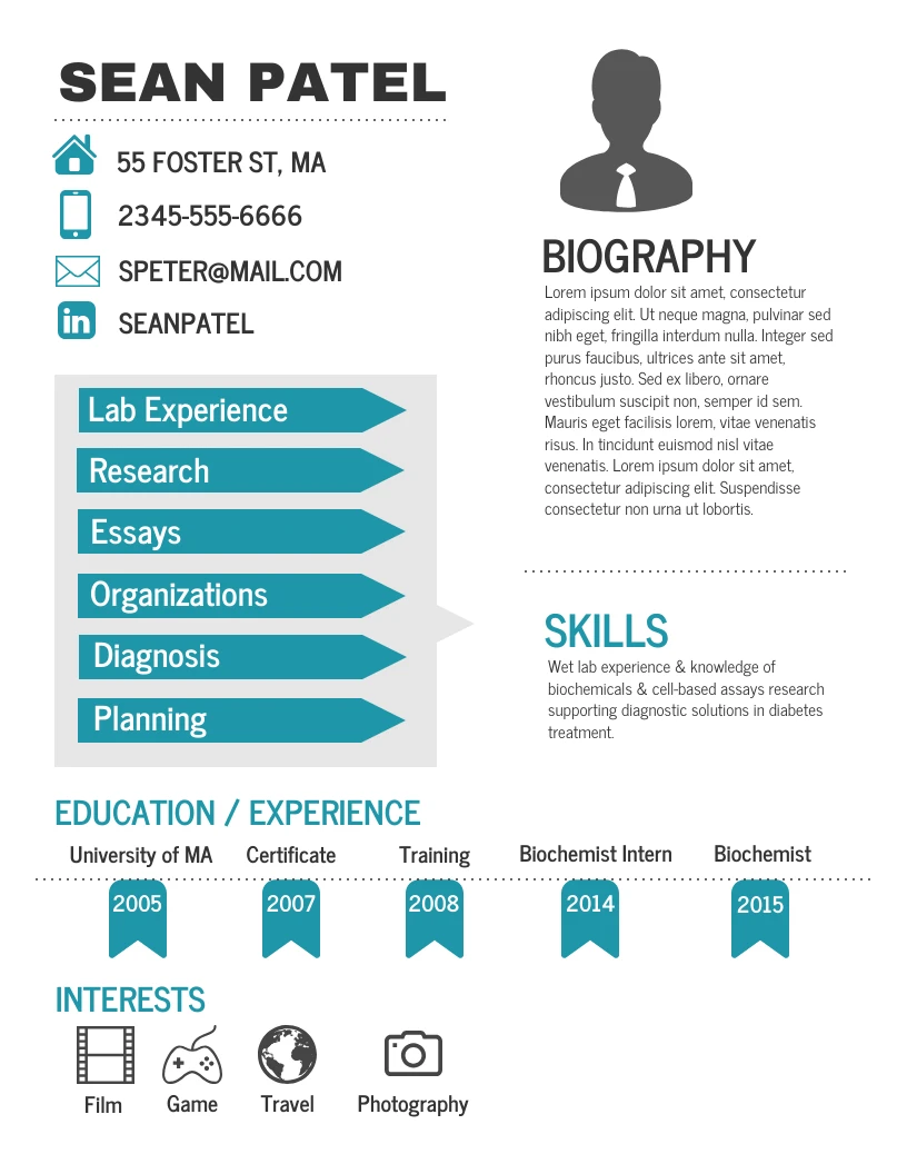 Teal Resume Template - Venngage