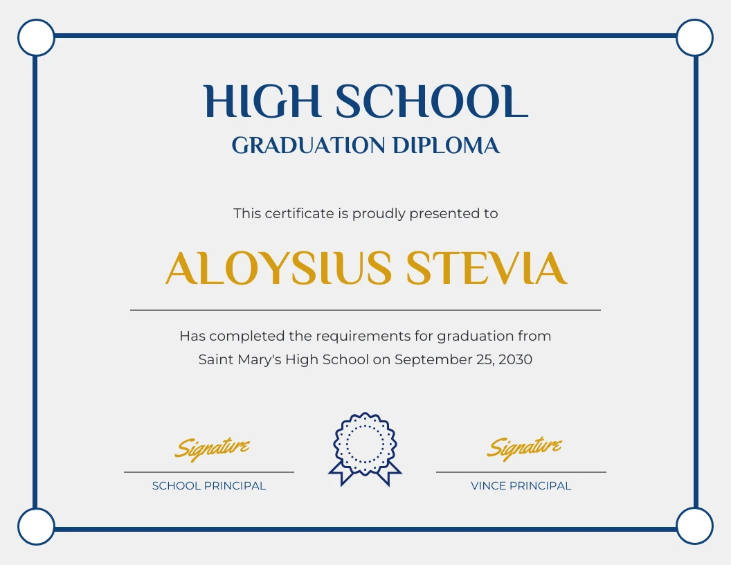 secondary school graduation certificate template