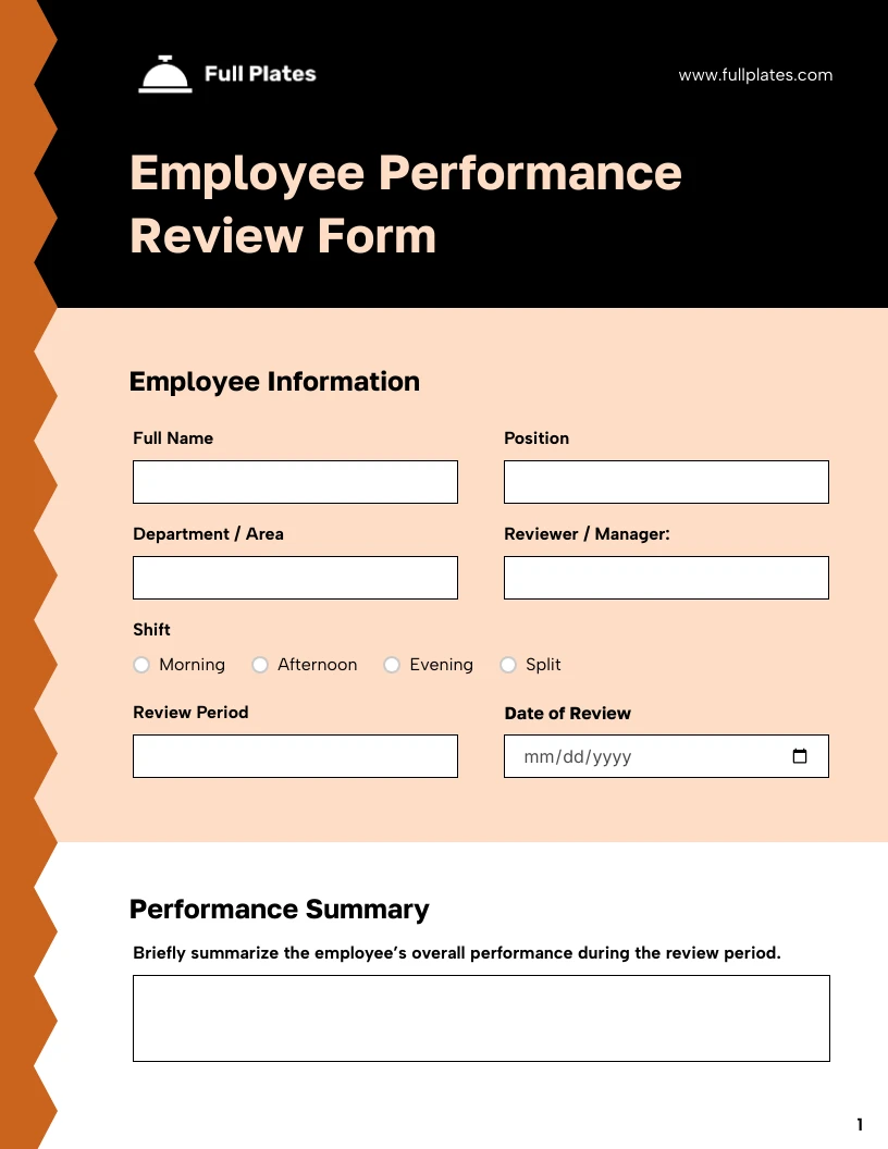 Employee Review Form Template - Venngage